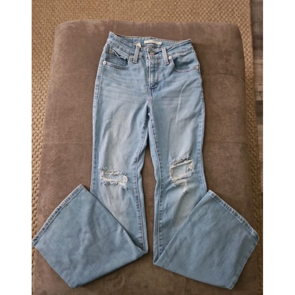 Stellar‎ Stretch L Wash Levi's 726 High Rise Distressed Flare Jeans - Size 25